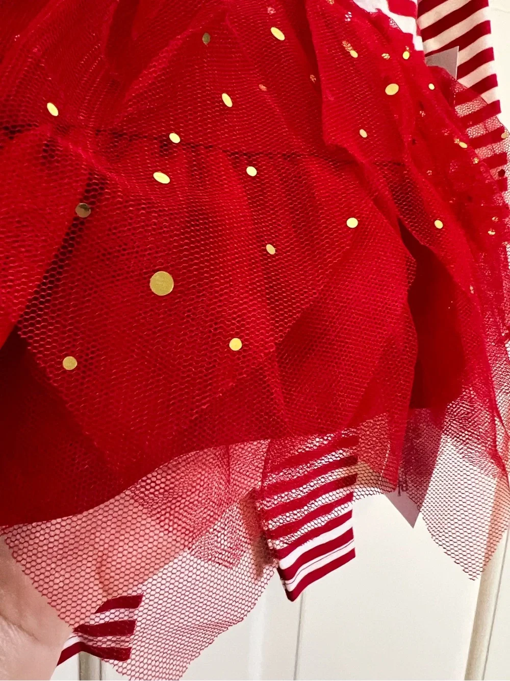 Bonnie Baby Red White Santa Tulle Tutu with leggings size 3-6 month
